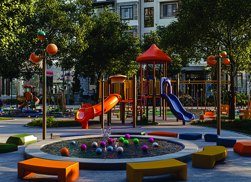 The Espino Tot-Lot area and children's play area with equipment